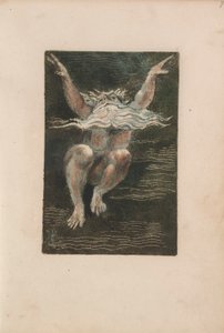 Pierwsza księga Urizena, pl.7 (nagi mężczyzna z pływającą białą brodą, który wydaje się wynurzać z głębokiej wody) 1794 (kolorowy drukowany relief akwaforta z wc) autorstwa William Blake