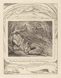 Pan odpowiada Jobowi z trąby powietrznej, 1825. autorstwa William Blake