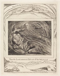 Pan odpowiada Jobowi z trąby powietrznej, 1825. autorstwa William Blake