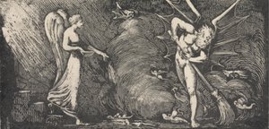 Mężczyzna zamiatający salon tłumacza autorstwa William Blake