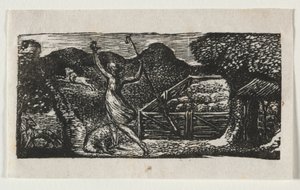 Pastorale Wergiliusza, Ekloga I: Pasterz przegania wilka, 1821. autorstwa William Blake