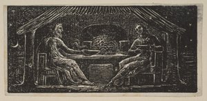 Thenot i Colinet jedzą wieczorny posiłek, z Thorntons Pastorals of Virgil, 1821. autorstwa William Blake