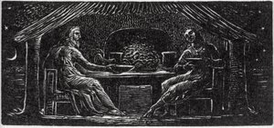 Thenot i Colinet współpracują ze sobą, ilustracja z „The Pastorals of Virgil” dr Thorntona autorstwa William Blake