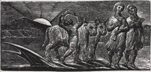 Z Pieśniami Jovial Hinds wracają z pługa, ilustracja z „The Pastorals of Virgil” dr Thorntona autorstwa William Blake
