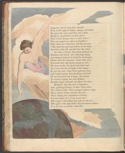 Nocne myśli Younga, strona 86, „Jego ręka, dobry człowiek, przyczepia się do nieba” autorstwa William Blake