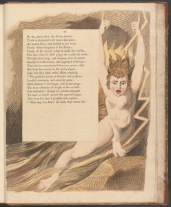Nocne myśli Younga, strona 95, „Bogini wybucha grzmotami i płomieniami” autorstwa William Blake