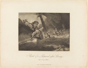 Szkic wraku statku autorstwa William Blake after George Romney
