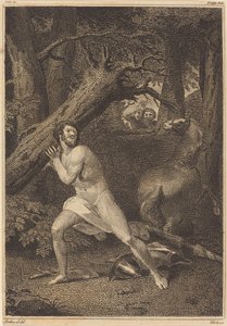 Orlando w furii łamiąc drzewa autorstwa William Blake after Thomas Stothard