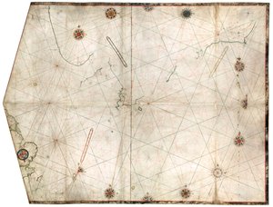 Mapa portulana skonstruowana przez Williama Borougha przedstawiająca obszar morski Morza Północnego i Bałtyku, od wschodniego wybrzeża Anglii do Zatoki Szwedzkiej, ok. 1580 r. (pergamin) autorstwa William Borough