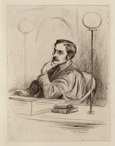 Joseph Shield Nicholson, profesor ekonomii handlowej i politycznej oraz prawa handlowego (rycina) autorstwa William Brassey (after) Hole