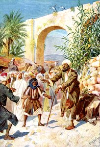 Jezus uzdrawia niewidomego żebraka - Biblia autorstwa William Brassey Hole