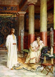 Jezus stoi przed Piłatem - Biblia autorstwa William Brassey Hole