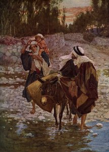 Maryja, Józef i Jezus podróżują do Egiptu - Biblia autorstwa William Brassey Hole