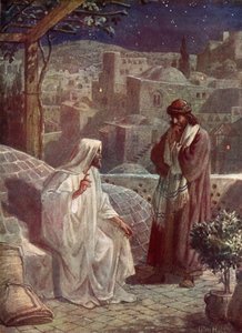 Nikodem odwiedza Jezusa, aby wysłuchać jego nauk - Biblia
