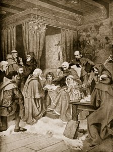 Robert Bruce nadający Kartę, 1329 r., ilustracja z "Hutchinson