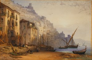 Amalfi from the Shore - Letni poranek, 1887 autorstwa William Callow