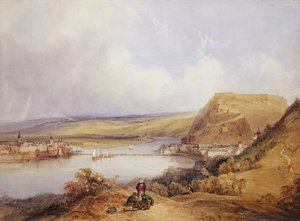 Ehrenbreitstein i Koblencja ze wzgórz Pfaffendorf autorstwa William Callow
