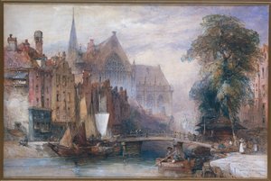 Widok na Nieuwe Kerk i Nieuwezijds Voorburgwal w Amsterdamie od północy autorstwa William Callow