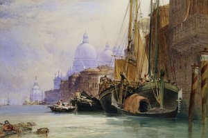 Santa Maria della Salute i Canal Grande, Wenecja, autorstwa William Callow