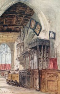 Kościół Mariacki, Richmond, Yorkshire, przed renowacją (kolorowa litografia) autorstwa William Callow