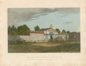 Zewnętrzny widok amfiteatru Astleya, tak jak wyglądał w 1777 r.