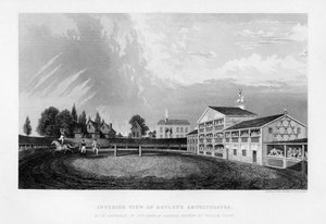 Widok wnętrza amfiteatru Astleys w Londynie, tak jak wyglądał w latach 1777, 1840.