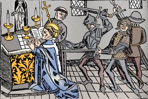 Męczeństwo św. Tomasza z Canterbury, ok. 1484 autorstwa William Caxton