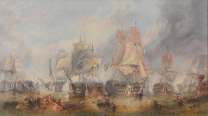 Bitwa pod Trafalgarem, 21 października 1805 (olej na płótnie) autorstwa William Clarkson (manner of) Stanfield