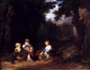 Małe dzieci zbierające chmiel, ok. 1835 (olej na płótnie)