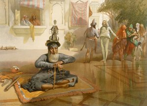 Akali w Świętym Zbiorniku, Amritsar, z „Indie Ancient and Modern”, 1867 autorstwa William Crimea Simpson