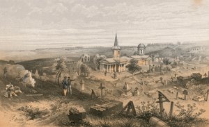 Cmentarz i kościół kwarantanny z baterią francuską nr 50 autorstwa William Crimea Simpson