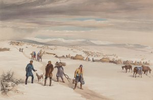 Obóz Drugiej Dywizji, patrzący na wschód. Styczeń 1855 autorstwa William Crimea Simpson
