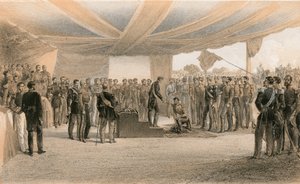 Ustanowienie Orderu Łaźni w kwaterach głównych Armii Brytyjskiej przed Sebastopolem. autorstwa William Crimea Simpson