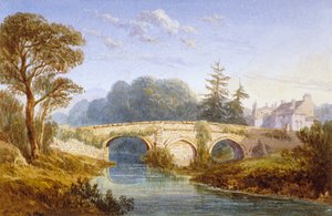 Widok na most Eltham w pobliżu Pałacu Eltham, Woolwich, Greenwich, Londyn, c1830 autorstwa William Crouch