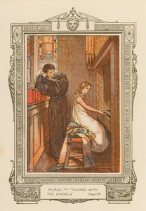 "Muriel rozmawia z aniołami" (kolorowa litografia) autorstwa William Cubitt Cooke