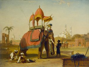 Słoń w kaparisonie - Scena w pobliżu Delhi (Scena w Indiach Wschodnich), 1832