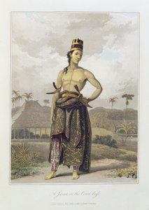 Jawan w stroju dworskim, pl. 6 z tomu I „Historii Jawy” Thomasa Stamforda Bingleya Rafflesa (1781-1826) wyd. 1817 (kolorowa akwatinta)