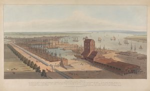 Brunswick Dock nad Tamizą w Blackwall autorstwa William Daniell