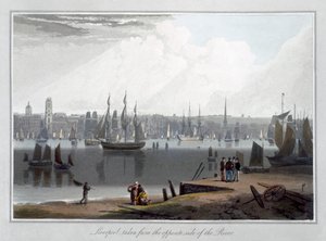 „Liverpool, wzięty z przeciwnej strony rzeki”, 1815 autorstwa William Daniell