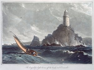 „Latarnia Longships przy Lands End w Kornwalii”, 1814 r autorstwa William Daniell