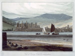 „Widok na zamek Conway, Caernarvonshire”, Walia, 1814-1825 autorstwa William Daniell