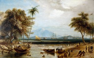 Punkt wodny w Anjer Point, na wyspie Jawa (Indonezja) autorstwa William Daniell
