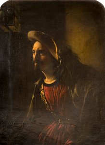 Portret mężczyzny w kapeluszu z pióropuszem, autorstwa William Daniels