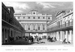 Londyńskie repozytorium koni i powozów, Grays Inn Road, 1828.