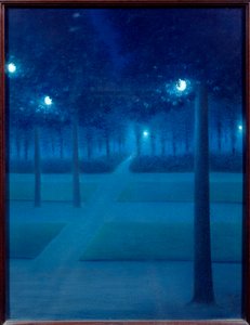 Noc w Parc Royal de Bruxelles. Obraz pastelowy Williama Degouves de Nuncques (1867-1935) (ec.belg) 1897 Nd. 0,65x0,5 m Paryż, musee d