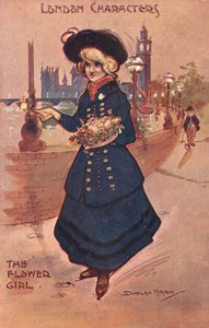 London Postacie: dziewczyna z kwiatami (kolor lito) autorstwa William Dudley Ward