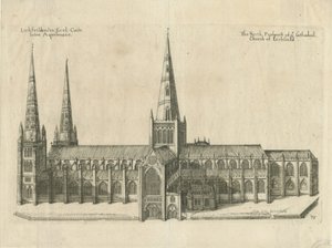 Katedra w Lichfield — widok na południe: miedzioryt, nd [?poł. XVII w.]