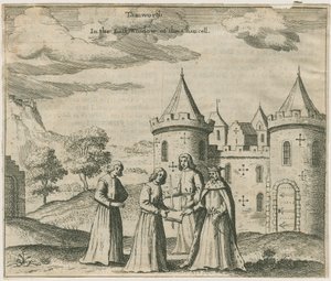 Zamek Tamworth - Szyba okienna: grawerowanie i [?XVII wiek] (druk)