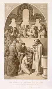 Chrzest króla Kentu Ethelberta (ok. 552-616) przez św. Augustyna w Canterbury w 597 r., z "Illustrations of English and Scottish History" tom I