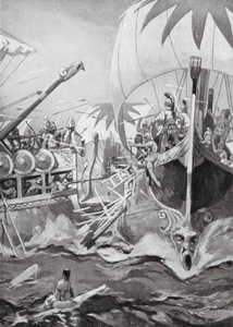 Pokonanie floty jońskiej (litografia) autorstwa William Edward (after) Wigfull